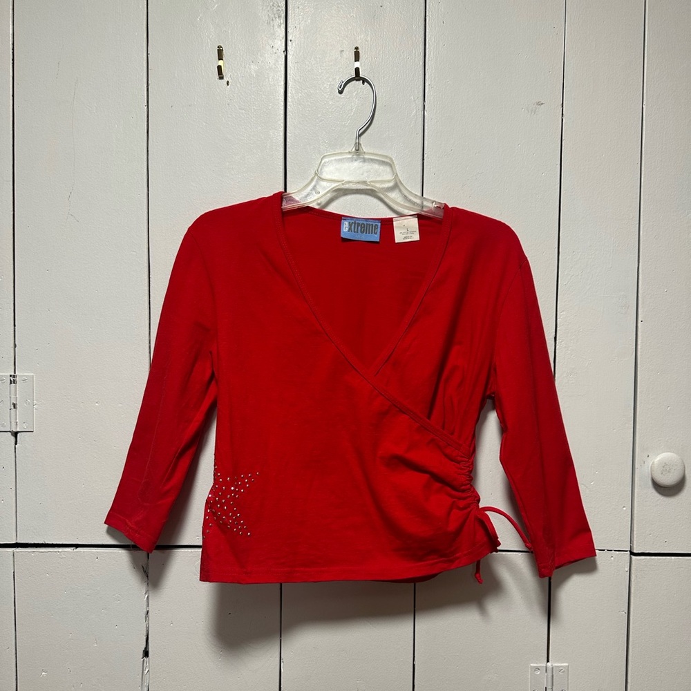 Y2K Ruched Studded Wrap Top